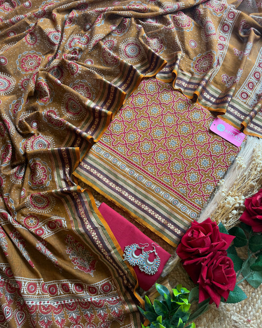 Manglagiri ajrakh cotton suit set vol 2