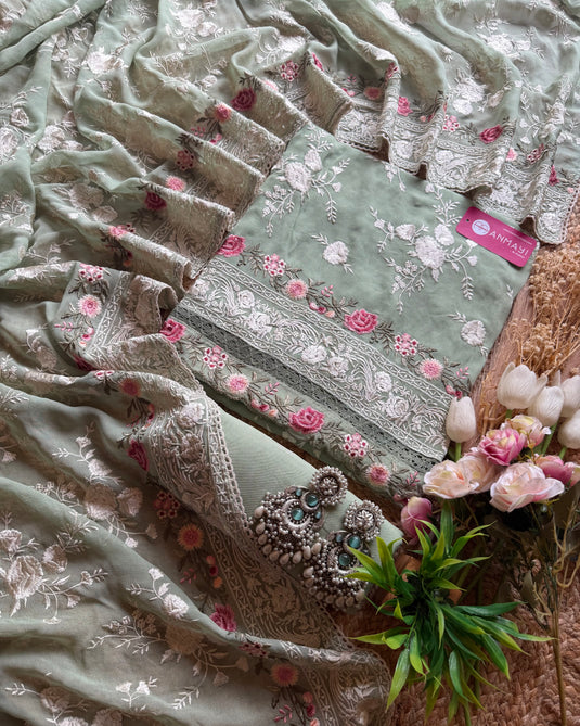 Parsi work garden georgette suit set