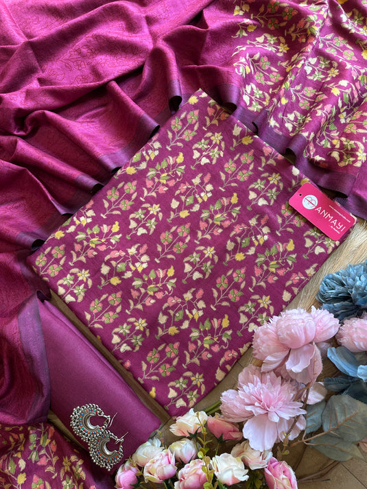 Block print pashmina suit set