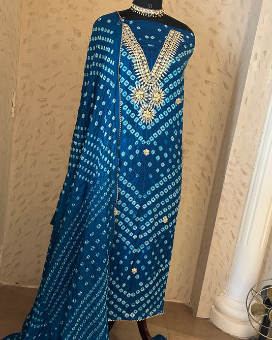 Art silk bandhani gotta work suit set