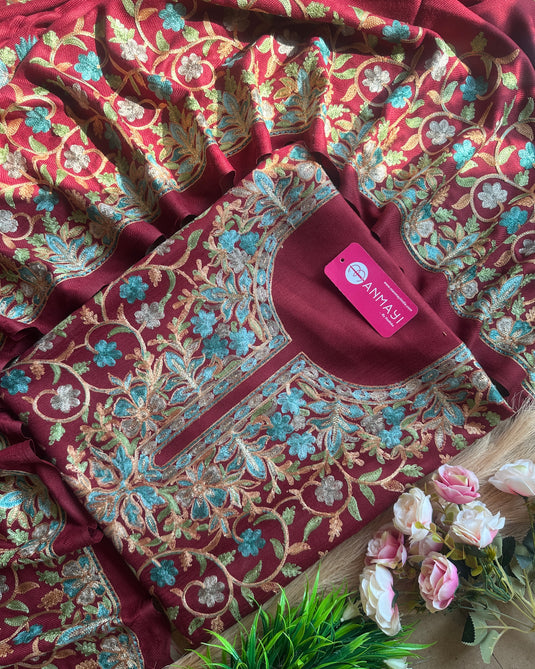 Aari work jaal woollen suit set