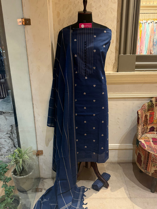 Soft Handloom heart cotton boondi buttoned suit set