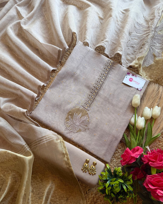 Jamdani patched zari weave suit set