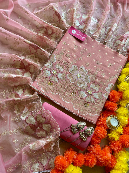 Shimmer banarasi cutwork suit set