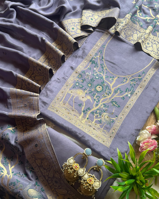 Pichwai work dolla silk suit set