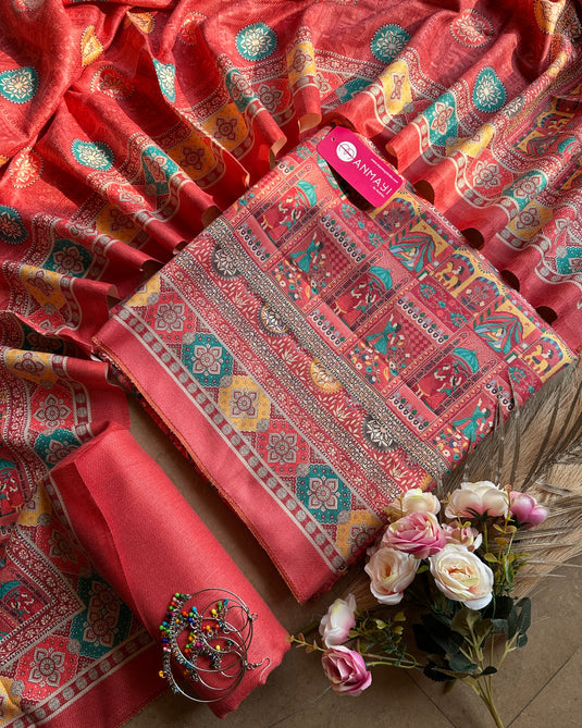 Persian print spun pashmina suit set