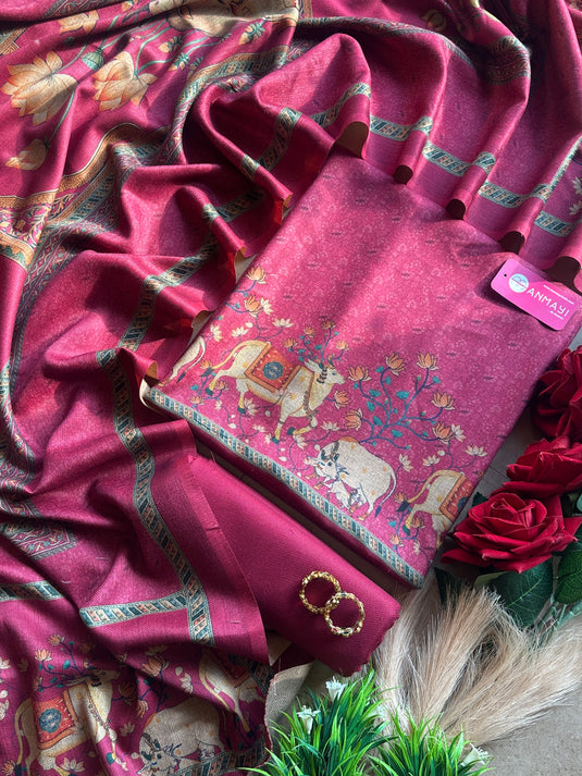 Pichwai cow soft spun suit set