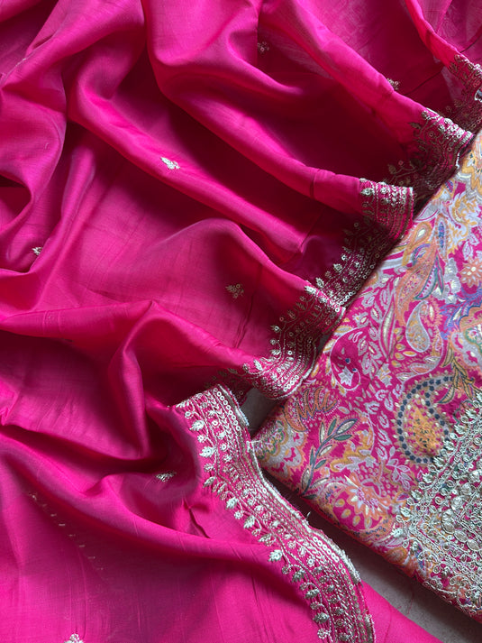 Modal printed rani pink suit set