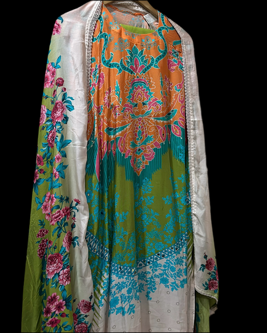 Pakistani pure muslin semi stitched suit