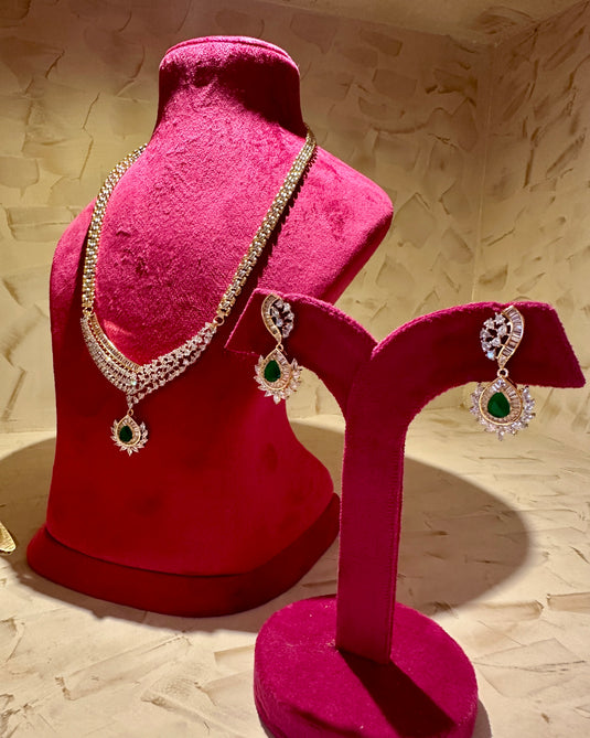 Glitter Diamond Panna Chain set