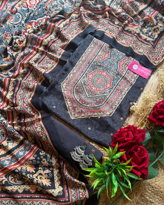 Semi Crepe Persian print suit set