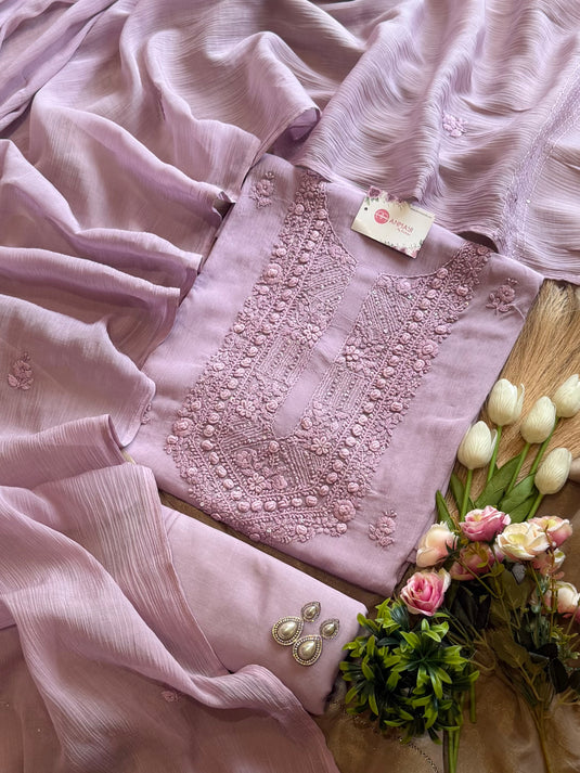 French knots wrinkled Mul cotton suit set