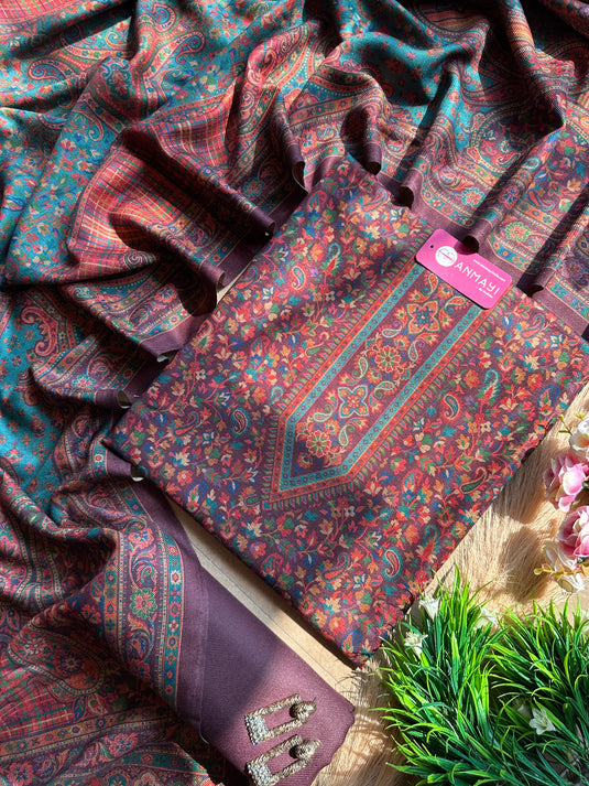 Kani print shawl suit set