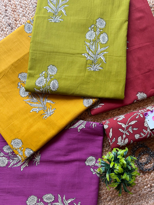 Printed guldasta fine Cambric cotton suit set with chiffon dupatta