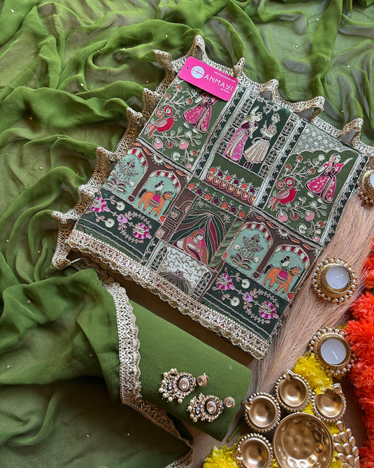 Persian print semi crepe suit set