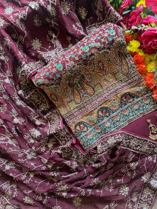 Jadaau pure crepe flower pattern suit set