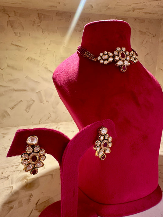Kundan pink choker set