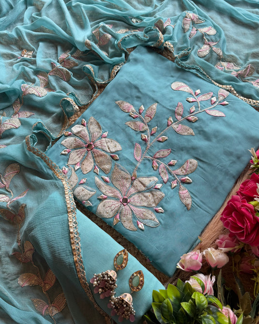 Kinari Soft organza patched suit set