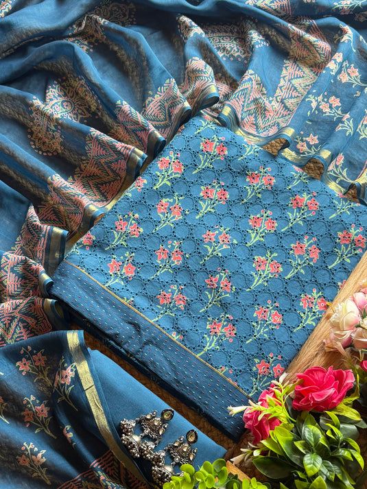 Hakooba leaf print pure cotton suit set
