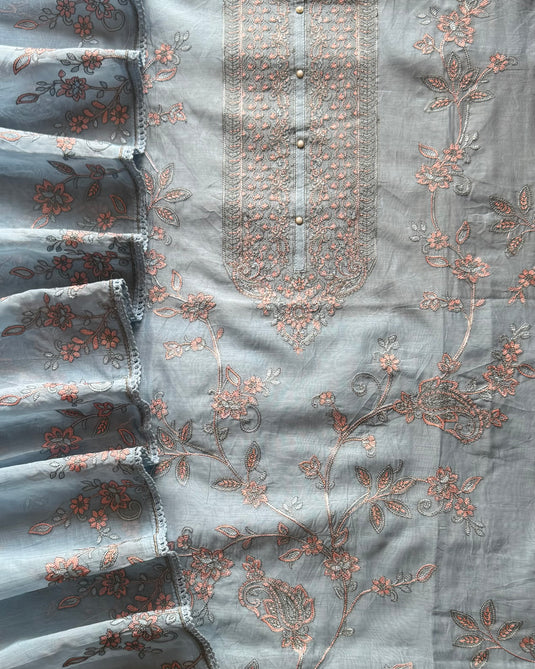 Minimal filling work Mul Chanderi suit set