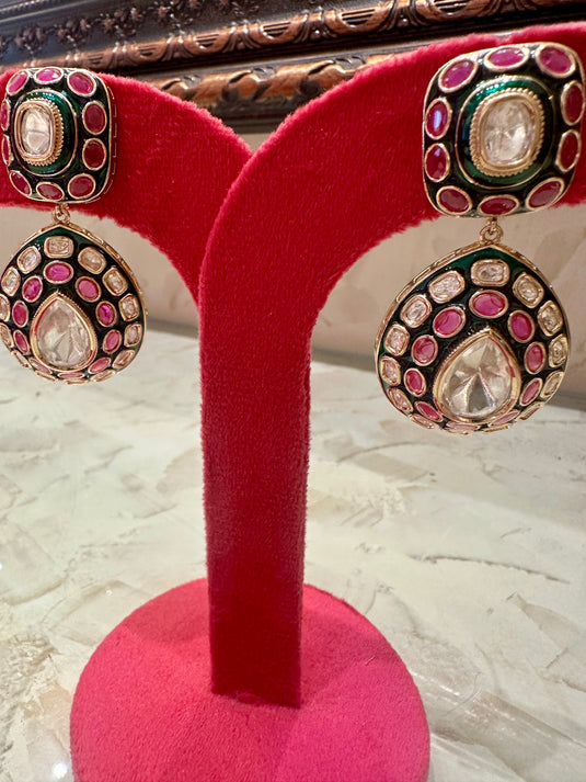 Meenakari pan hanging earrings