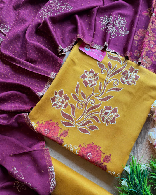 Jamawar flowery combination suit set