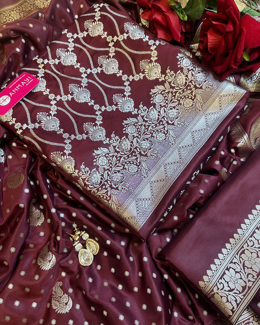 Pure Banarasi silk with silver weaves