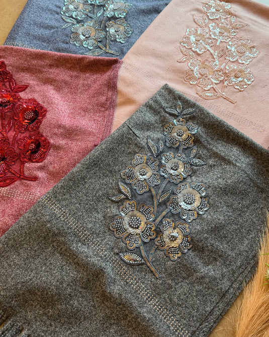 Seaquins patched soft wool stoles