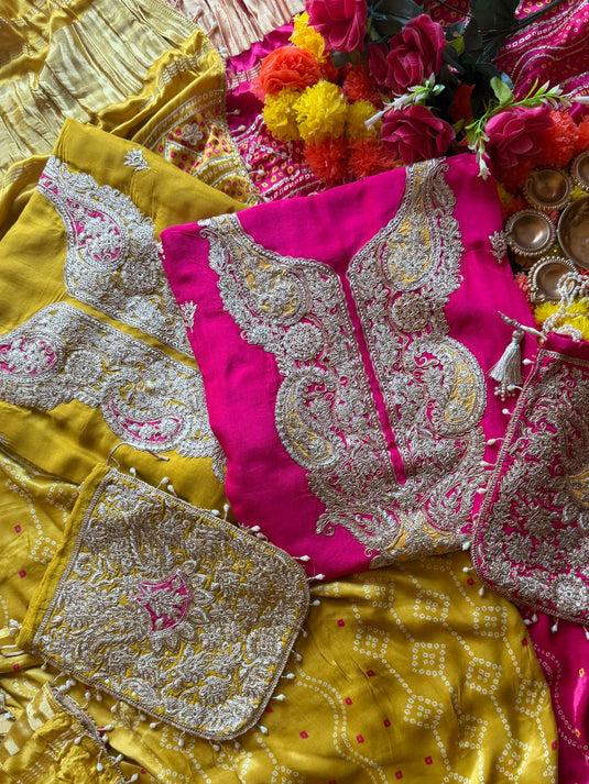Golden Dori thread neck upada silk suit with gajji dupatta (Potli)