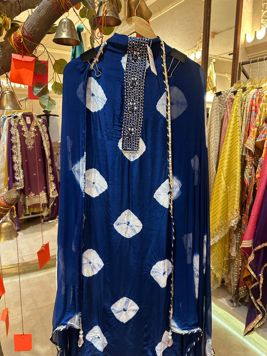 Shibori print semi crepe suit sets