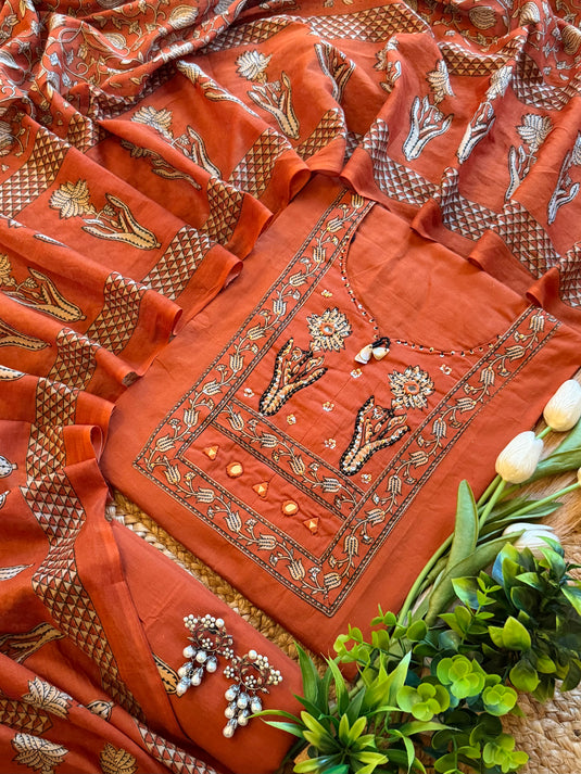 Jodhpuri yog neck pure cotton suit set