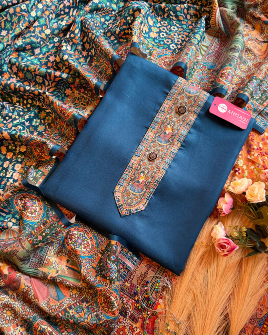 Indian digital art shawl with all over spun suit