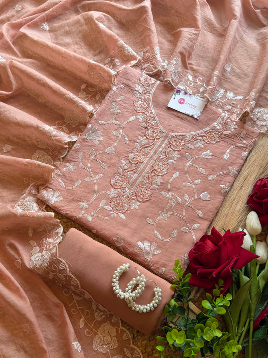 Mul Chanderi Jaal Seaquins Work suit set