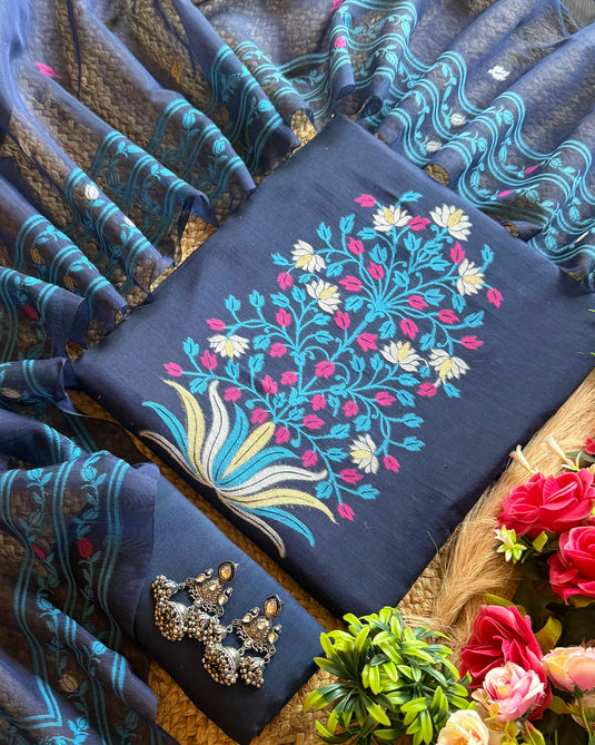 Jamdani Guldasta cotton silk suit set