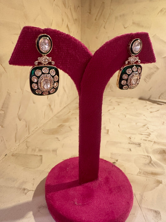 Meenakari emerald square hangings