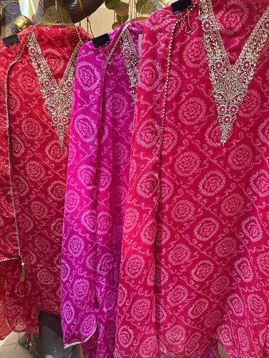 Soft Organza suit set with gotta v neck