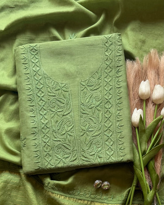 Bakhiya chikankari pure mul suit set