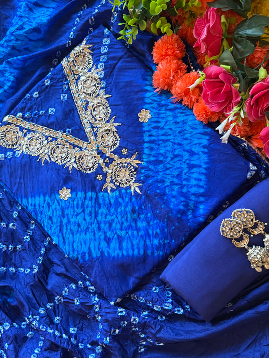 Ghadchola silk Shibori print suit set