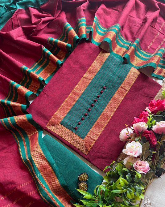 South cotton handloom border suit set