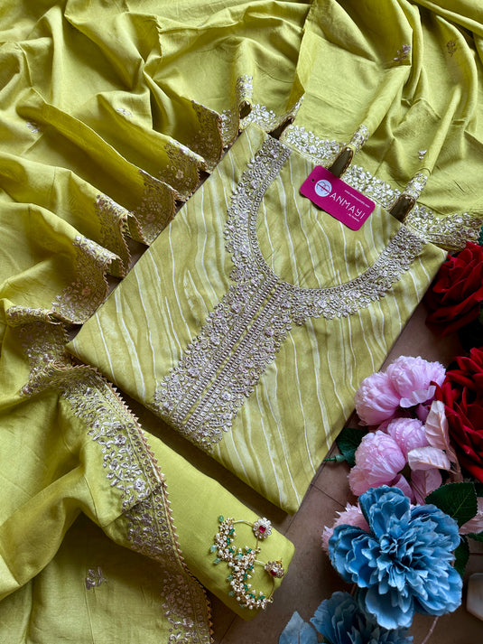 Lehria modal dori work suit with cotton silk embroidered dupatta