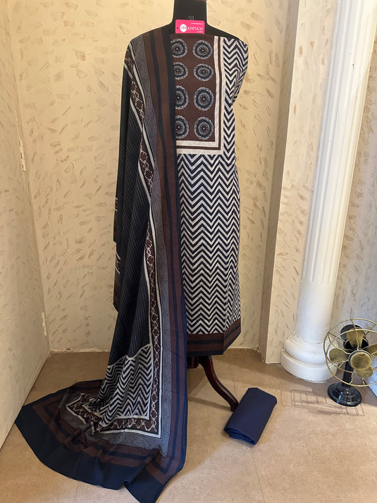 Zig zag Ajrakh pure  Mul cotton suits