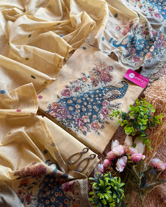 Peacock Jamdani cotton silk suit set