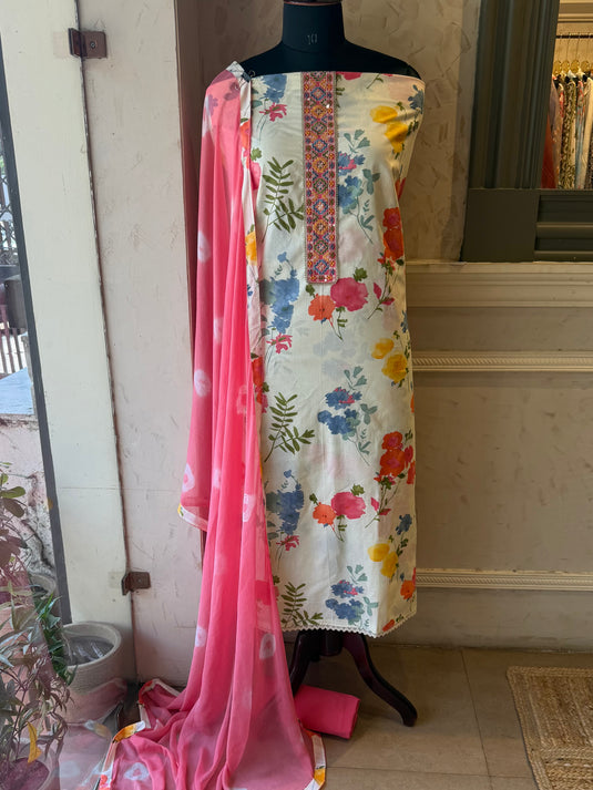 Coloured garden Cambric cotton combination suit set
