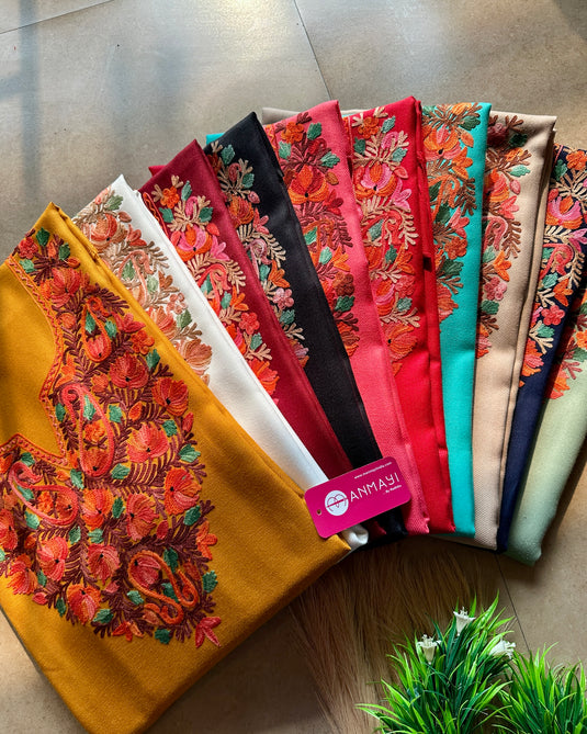 Bright aari work Kashmiri coord sets (Unstitched)