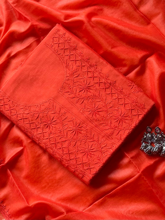Bakhiya Chikankari pure mul suit set
