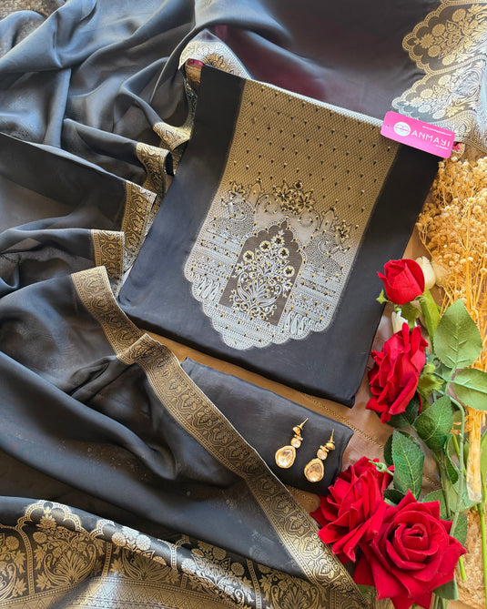 Taffeta Silk Zari weave suit set