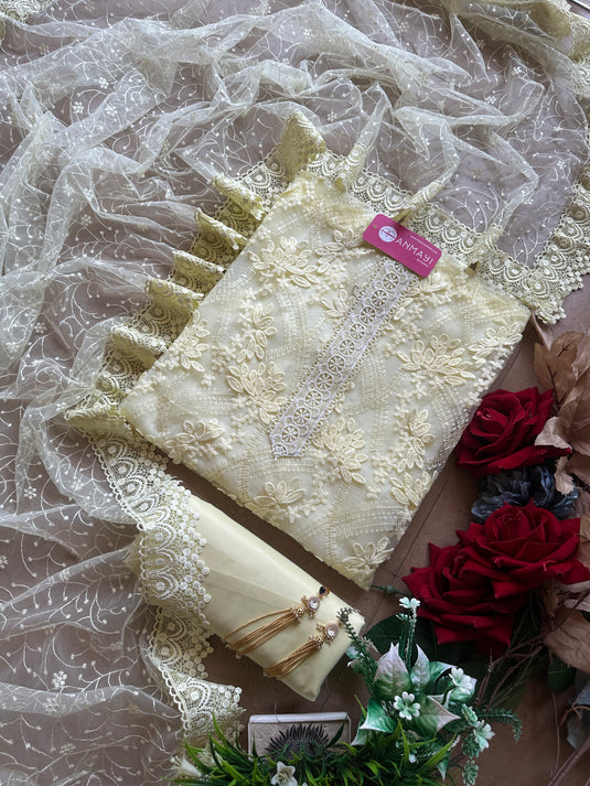 Crochet super net organza pastel suit set