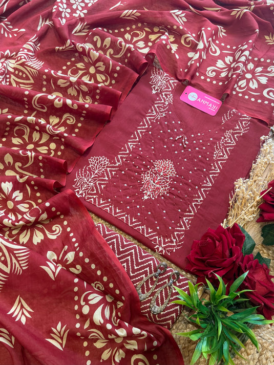 Block Art print fine Cambric cotton suit set