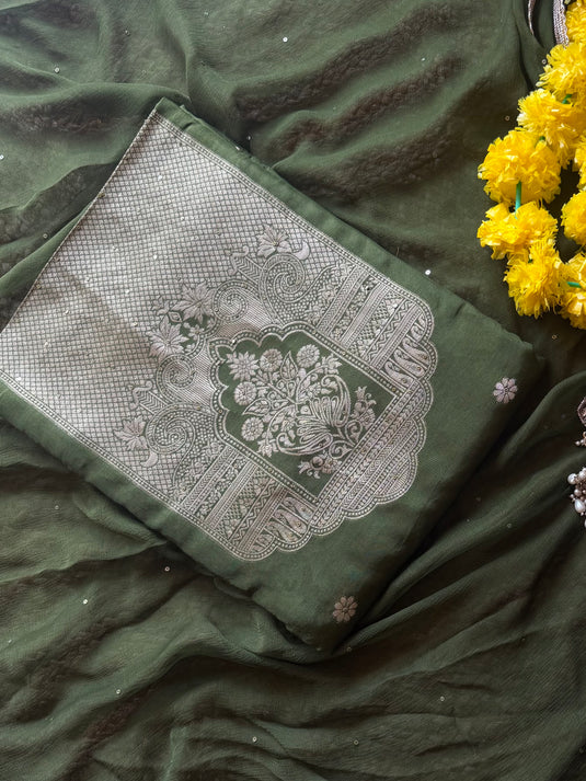 Maharani neck dolla silk suit set