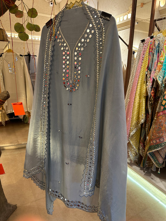 Mirror work shimmer pastel suit set